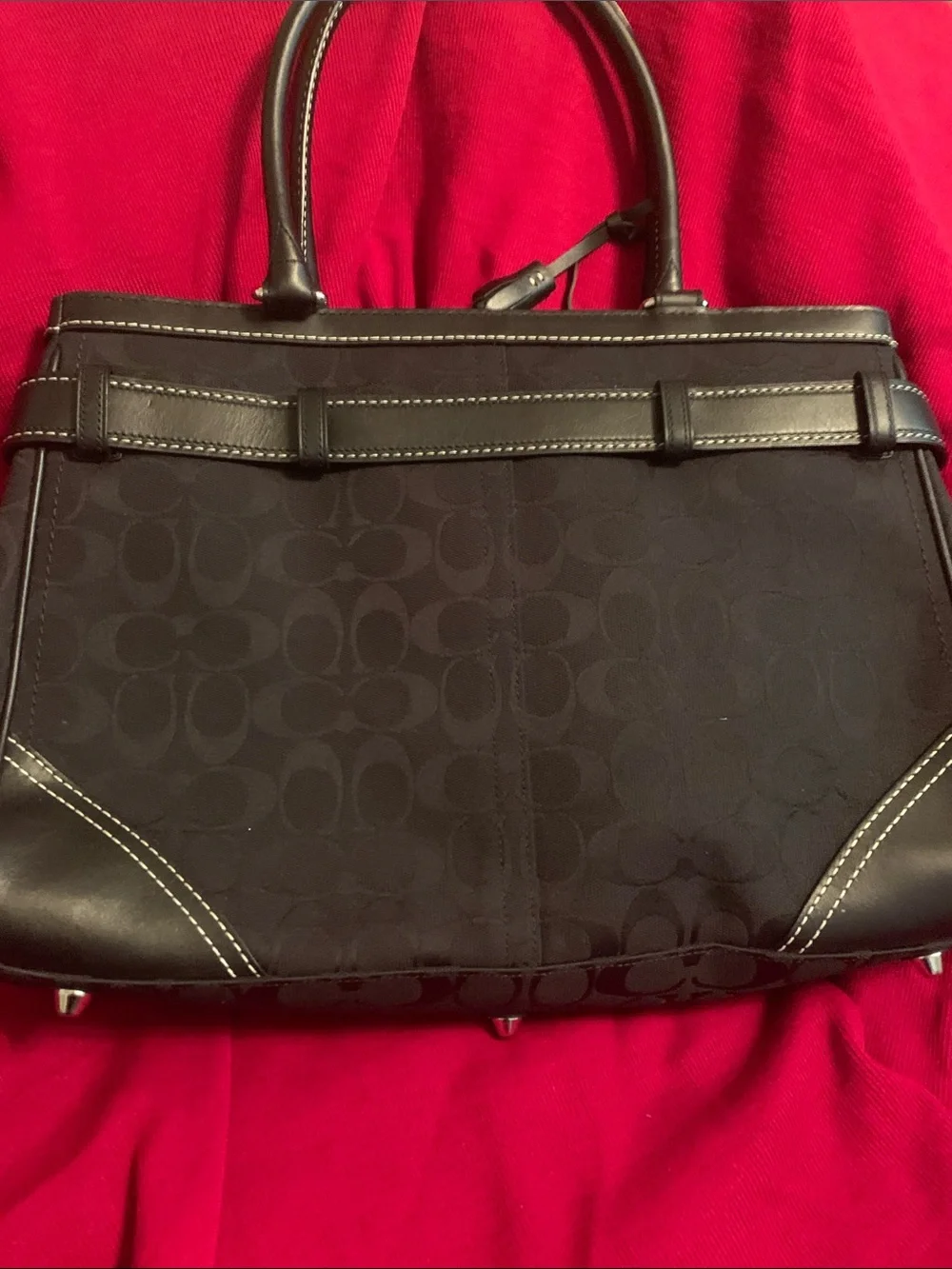 Coach Black Signature Satchel with Silver Hardware